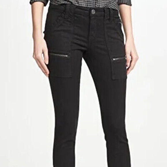 Joie Park Skinny Crop Pants Pockets Stretch Cotton Ankle Zipper Black Women 26 - Picture 12 of 13